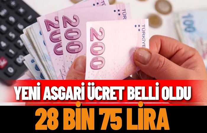 Yeni Asgari Ücret 28 Bin 75 Lira Olarak Belirlendi