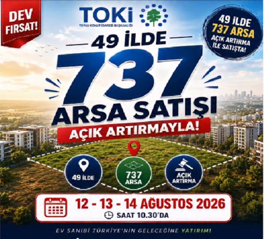 TOKİ 49 İlde 741 Muhtelif Arsayı 12,13,14 Ağustos’ta Satışa Sunacak