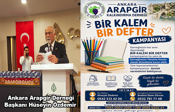 Ankara Arapgir Derneği “Bir Kalem Bir Defter” Kampanyası Başlattı